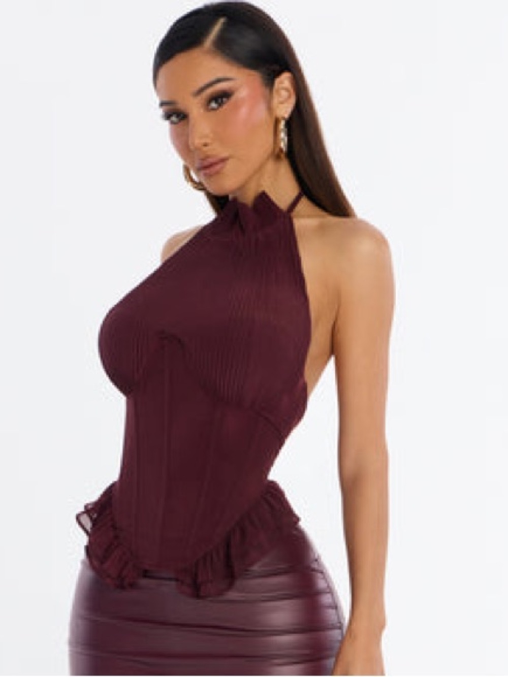 FASHION NOVA Midnight Muse Mesh Corset Halter Top Ribbed Corset Top size XS NEW